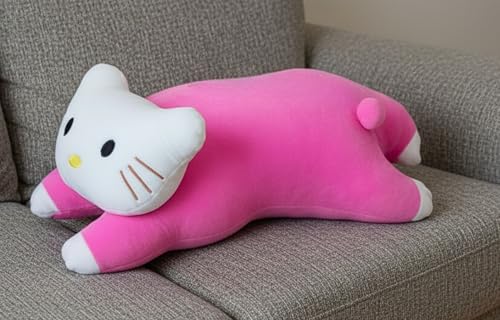 Image of Tickles Cute Kitty Cat Soft Stuffed Plush Animal Bloster Pillow Cushion for Kids Boys & Girls Birthday Gift (Size: 48 cm Color: Pink)
