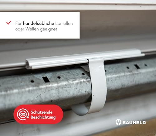 BAUHELD® Rolladen Aufhängefeder Maxi [6 Stück] - Rollladen-Aufhängung aus hochwertigem Federstahl [Kunststoffbeschichtet] - Rolladen-Feder mit Schwalbenschwanz - Für Rolladenprofile 52 & 55mm