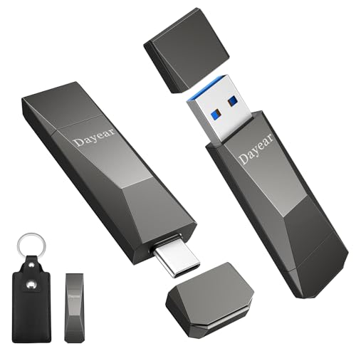 USB C Flash Drive, Dayear 256 GB Memory Stick 2-In-1 USB C Drana Flash USB A.2 Gen2 USB Storage Thumb Drive 500MB/s para iPhone 15/15 más/15 Pro/15 Pro Máx/Android/Laptop/Mac