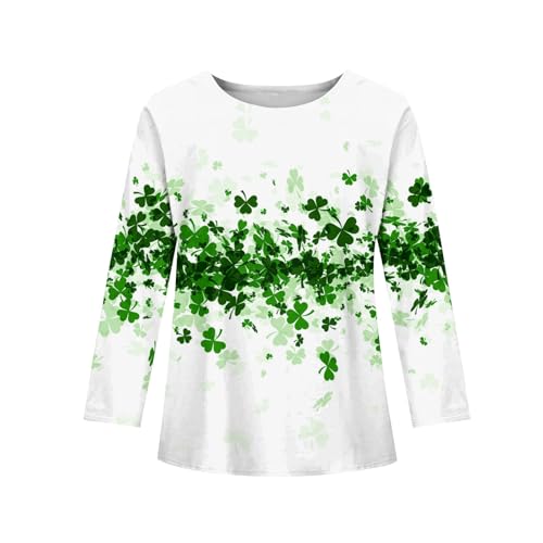 Girls St Patricks Day Shirts Kids Long Sleeve Crewneck T-Shirts 2024 Trendy Cute Shamrock Tops Basic Tees 3-12 Years4