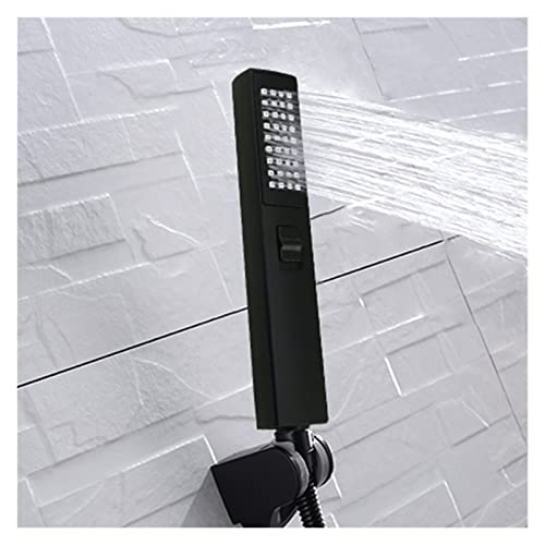 Cabezal de ducha de mano negro mate con soporte de pared y manguera juego completo de baño