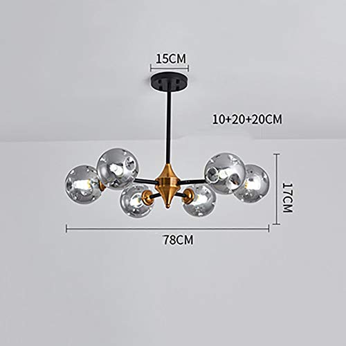Chandelier Magic Bean E27 en verre gris pour salon chic