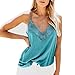 SOIUTAO Canotta estiva da donna, in pizzo, con scollo a V, regolabile, con spalline a spaghetti, camisole, Blu, XL
