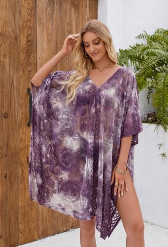 Image of Sexy Elegant Lace Beach Cover Up for Women, Bathing Suit Cover Up, V-Neck Swimsuit Coverup for Poolside, Seaside and Party