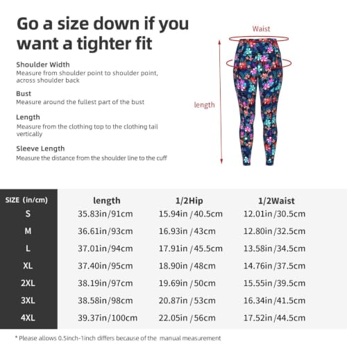 Pantalones de yoga para mujer con bolsillos y estampado de flores azul EdsfFehs 5