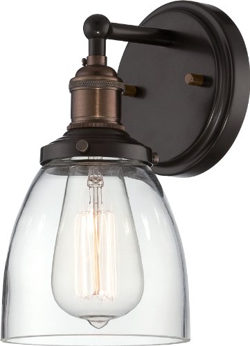 Image of Nuvo Lighting 60 /5514 Vintage Incandescent One Light Wall Sconce Cone Clear Glass Rustic Bronze