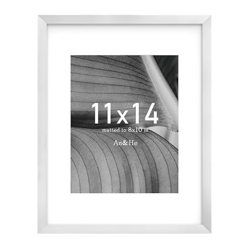 An&He 11x14 Picture Frame Silver Photo Frame for Tabletop and Wall Display Minimalist Design Set of 1
