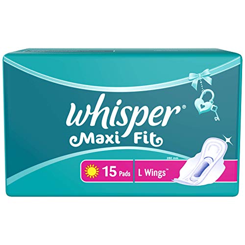 Whisper Maxi Nights Sanitary Pads for Women, Large, 15 Napkins (Pack of 1)