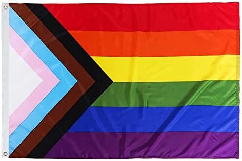 TOPFLAGS Pride Flag Outdoor Double Side Progress Pride Flags 12x18 inch Gay Bisexual LGBTQ+ Rainbow Banner Fade-resistant