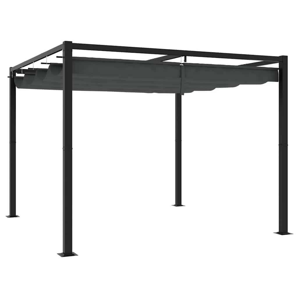 Pawilon ogrodowy, antracyt, 3 x 3 m, z wysuwanym dachem ze stali i aluminium, wodoszczelny, ochrona przed promieniowaniem UV, stabilny do ogrodu, na taras, imprezy na świeżym powietrzu i