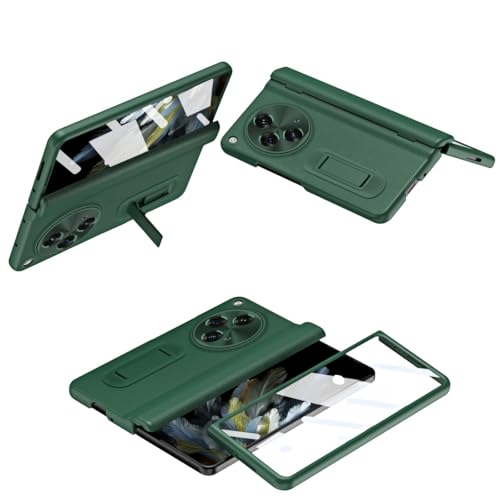 Étui rabat OnePlus Open vert antichoc avec support vidéo et protection écran haute transparence