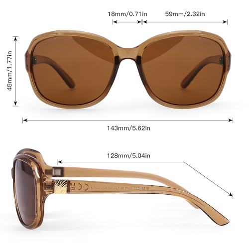 Image of SIPHEW Polarized Sunglasses for Women | UV400 Protection | Vintage Sun Glasses,Wraparound Shade,Lightweight & Comfortable,Big Sunnies eyewear,Driving,Outdoors