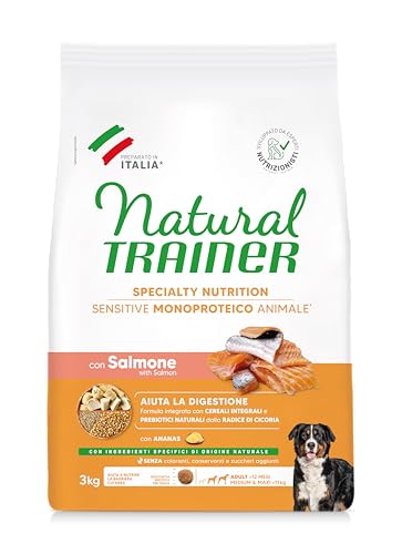 Natural Trainer Sensitive No Gluten, Hundefutter für Erwachsene Hunde mit Lachs, 3 kg