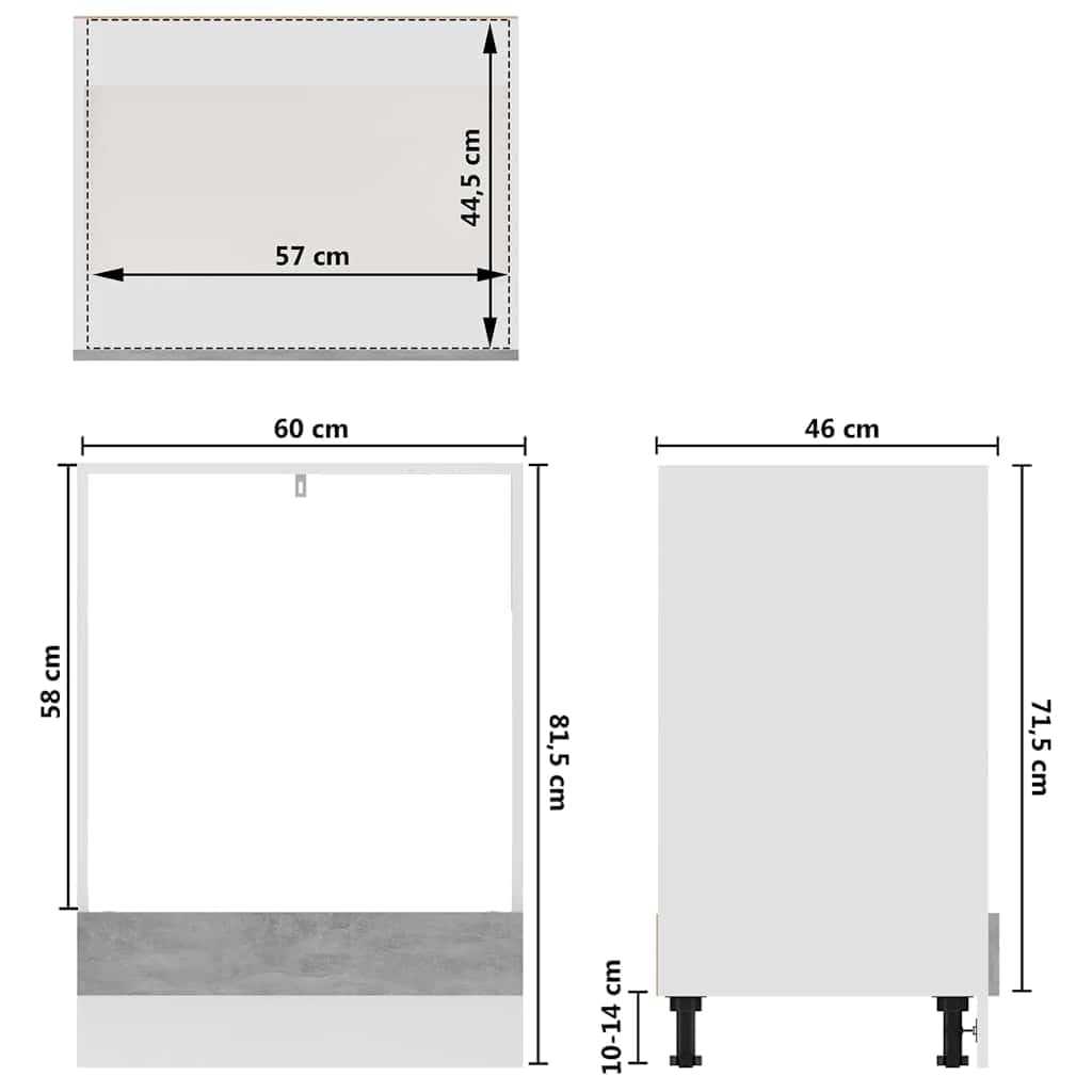 vidaXL Meuble de Four Riga Gris béton 60 x 46 x 81,5 cm Bois d'ingénierie