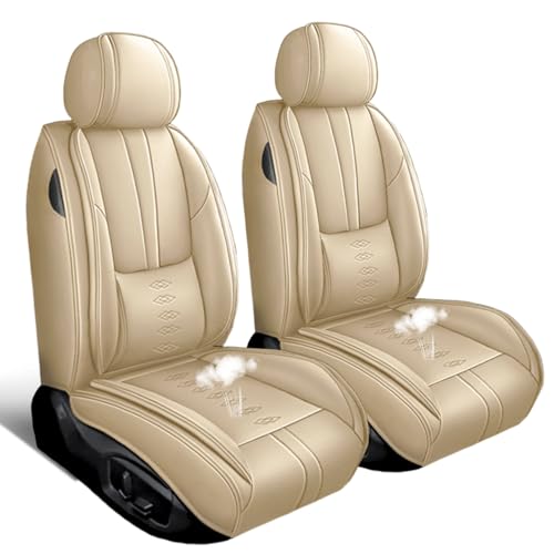 SOUIPA Car Seat Covers 2 Seats Fit for Honda CR-V 2007-2024 2025,Waterproof Leather Seat Covers,Airbag Compatible,Car Seat Protectors Interior Sets(Front Set,Beige)