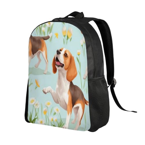 Comfort Fit Unisex Beagle Daisies Meadow Backpack Durable for Daily Commute & Travel Adventures 16 Inch2