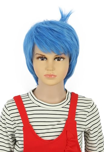 VGbeaty Girls Short Blue Wig Pixie Cut Wig Joy Cospaly costume Halloween Wig