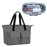 CURMIO Home Health Nurse Tote Bag, Medical Supplies Bag for Work with Padded Laptop Sleeve and...