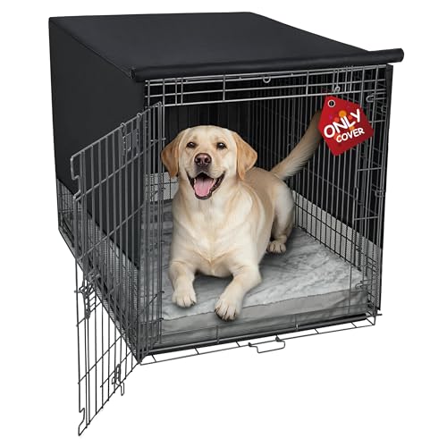 Explore Land Breathable Dog Crate Cover - 4 Sides Mesh Ventilation Basic Pet Kennel Cover All Sides Open Universal Fit for 1 2 3 Doors 36 inches Wire Dog Crate (Black)