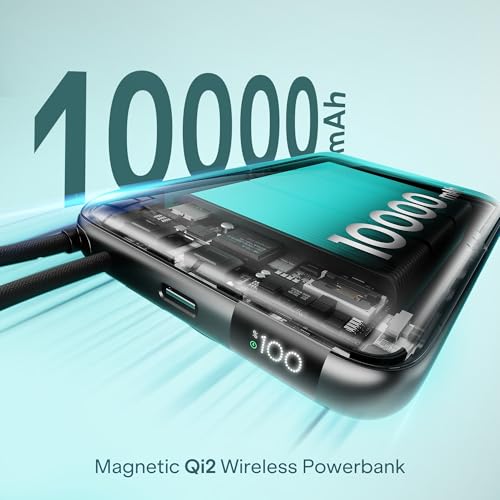 Image of Boat Qi2 Certified PB330 Pro Magsafe 10000mAh Power Bank,15W Wireless Fast Charging, Digital Display, Built-in Retractable Stand & Cable for iPhone 15 /16 /17 /Pro /Max /Air /S25 /Ultra /Pixel (Ash Black)
