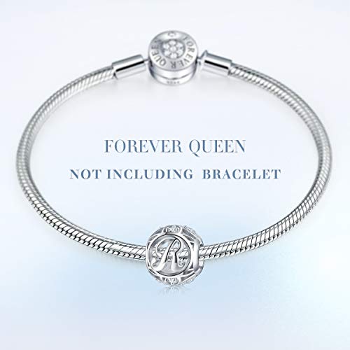 FOREVER QUEEN Letter Initial A-Z Alphabet Charm Dangle for Bracelet Necklace, 925 Sterling Silver CZ Beads Personalized Jewelry Gift for Men Women - Image 5
