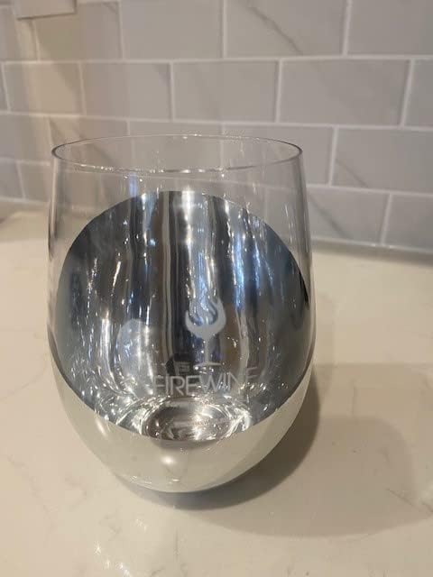 Miniatura 6 de Firewine Copa de vino  sin tallo de plata, moderna copa de vino sin tallo, diseño en ángulo de fondo metálico plateado