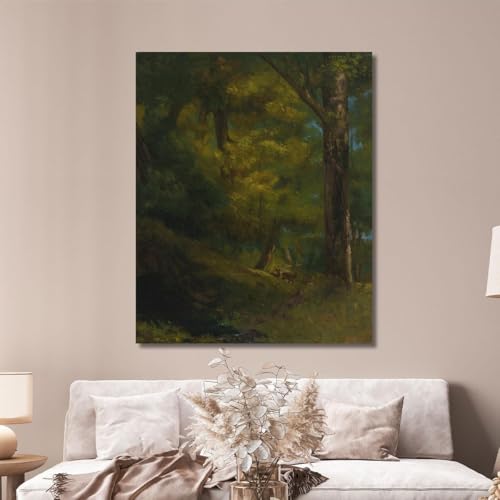 Toile Courbet Deux cerfs dans la forêt impression Fine Art