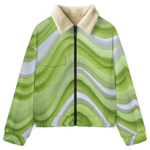 Veste polaire femme au motif vagues modernes avec coupe ample en peluche