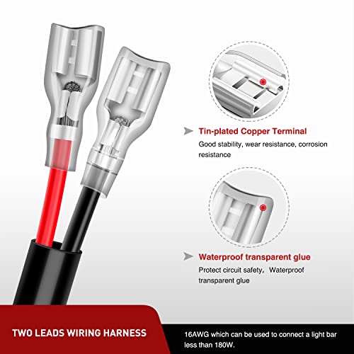 Image of Nilight 2PCS 16 AWG 20 Feet Wiring Harness Extension Kit for LED Light bar Work Light LED Pods Off Road Lights Driving Fog Light Boat Lighting, 2 Years Warranty