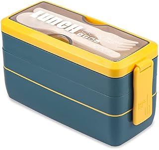 Kisstta Bento Lunch Boxes for Adults, Japanese Bento Boxes, 3-in-3 Compartment - Stackable Leakproof Bento Lunch Box Meal Prep Containers, Microwave Safe