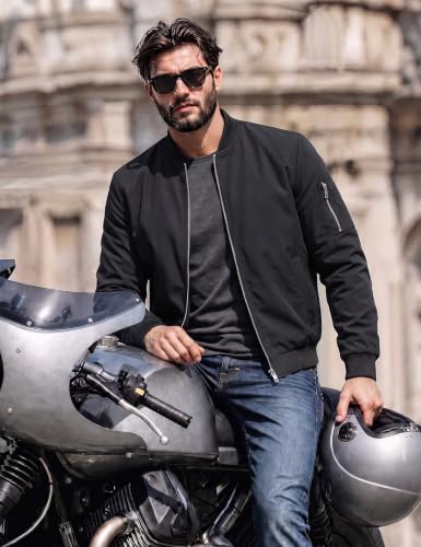 Image of MAGCOMSEN Men's Jacket Lightweight Windbreaker Bomber Jacket Windproof Casual Jacket Zip Up Coats Outwear with 5 Pockets
