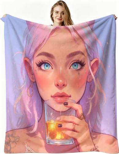Couverture impression 3D rose 220x240 cm moelleuse en flanelle de polyester
