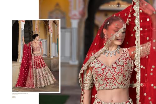 Lehenga 10625 rouge maille papillon la tenue idéale de réception - 2