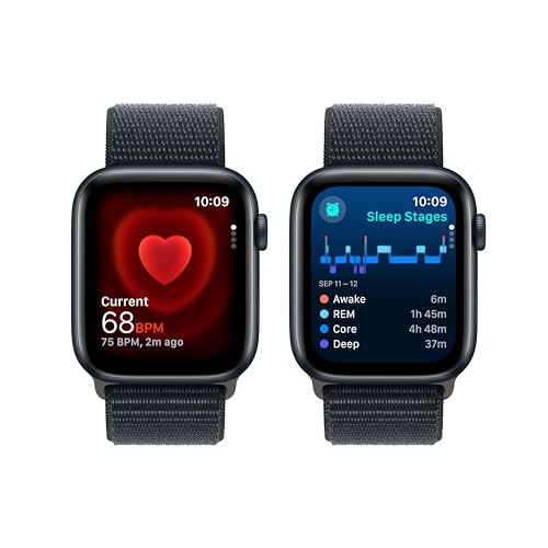 Image of Apple Watch SE (2nd Gen) [GPS + Cellular, 44mm] - Midnight Aluminum Case with Midnight Sport Loop Band, M /L (Renewed)