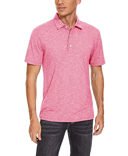 Magcomsen Golf Polos For Men Short Sleeve Shirts Casual Quick Dry Shirts Outdoor Golf Polo Shirts Summer Pique Polos Pink 2Xl #TOP1