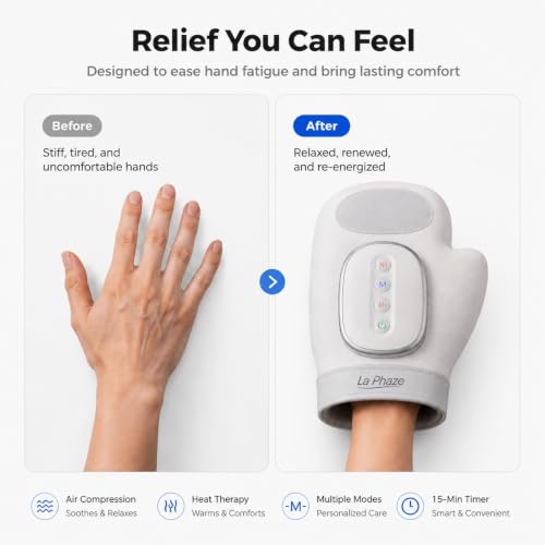 La Phaze Cordless Hand Massager with Heat, 5 Levels, 3 Modes, White — view 4