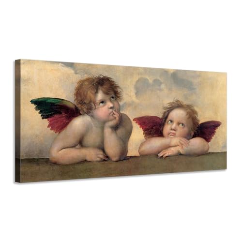 Generico Raffaello – Due angeli dalla Madonna Sistina – quadro stampa su tela con telaio in legno - 80x40 cm