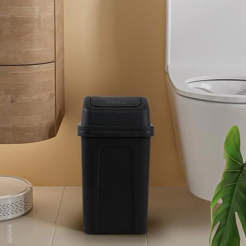 Image of Cand 4-Pack 1.8 Gallon Plastic Swing Top Trash Can, Small Garbage Can with Swing Lid, Black