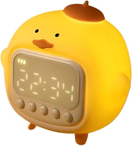 KryZaroアヒル目覚まし時計 可愛いアヒル造型目覚ましライト 睡眠トレーニング機能 寝室装飾用 シリコン充電式 ポータブルイエローランプ?