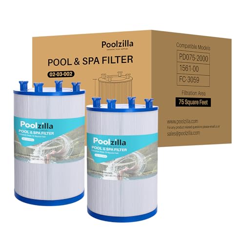 Poolzilla 2 Pack Replacement for Spa Filter C-7367, or Unicel C-7367, Pure N Clean PC-3059, Filbur FC-3059, Excel Filters XLS-7005, PD075-2000, PDO75-2000 - Hot Tub Filter Cartridge - 75 sq.ft