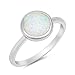 Solid Round Lab Created White Opal .925 Sterling Silver Ring Sizes 4-10