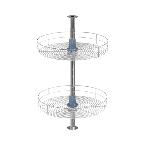 Dowell 18" Round Lazy Susan, 2 Shelves, Kitchen Wall Corner Cabinet Organizer (Chrome 4001 360D)