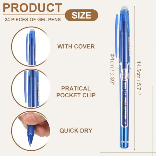 PATIKIL Bolígrafo Gel Borrable 0.5mm, Juego x24, Tinta Azul Cristal miniatura 2
