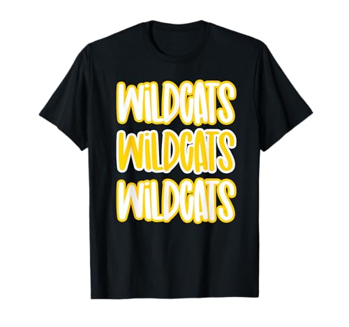 Wildcats Repeating School Spirit Yellow Gold T-Shirt