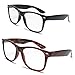 2 Pairs Deluxe Wayfarer Style Reading Glasses - Comfortable Stylish Simple Readers Rx Magnification (1 tortoise 1 black, 1.75 x)