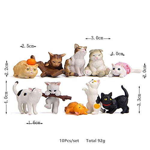 Kimkoala Miniature Cats Toy Decoration Figurines, 10Pcs Cute Naughty Cats Animal Accessories For Miniature Micro Landscaping Fairy Garden Decoration Home Houses Decor Ornament Kids Gifts #TOP1