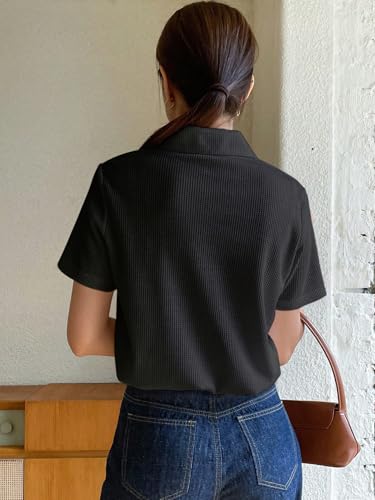 Image of Leriya Fashion Women's Summer Polo T-Shirt - Lightweight Breathable Short Sleeve Collared T-Shirt, Casual Loose Fit Everyday Top for Women