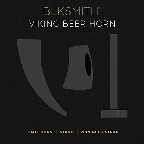 Blksmith Viking Drinking Horn | Dishwasher Safe And Bpa Free Viking Horn Drinking Cup | 24 Oz Plastic Beer Glass With Leather Holster And Matching Stand | Ivory #TOP2