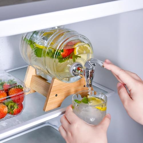 Image of 5.5 Litre Footed Glass Juice Dispenser with Tap | Prime Detox Mason Jar Beverage Dispenser Counter Table Top Infused for Water, Beer, Juice, Liquor Dispenser Pack of 1