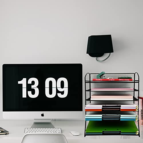 Gdindinfan 6 Tier Paper Letter Tray Organizer Mesh Desktop File Organizer, Paper Sorter Letter Shelf Rack For Office Or Home, Black #TOP6